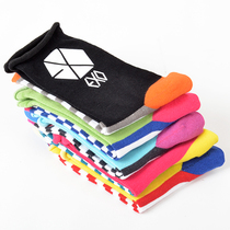 EXO 集体款 六角形标志 糖果色条纹拼