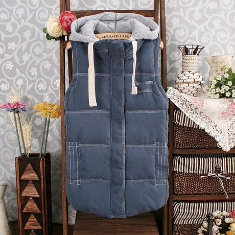 <em>以纯</em>2013秋冬新品<em>马甲</em>韩版<em>女马甲</em>连帽中长款