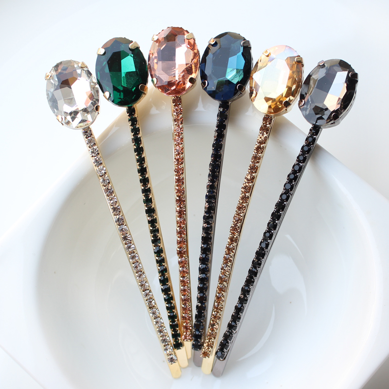 水晶水钻多色宝石边夹...