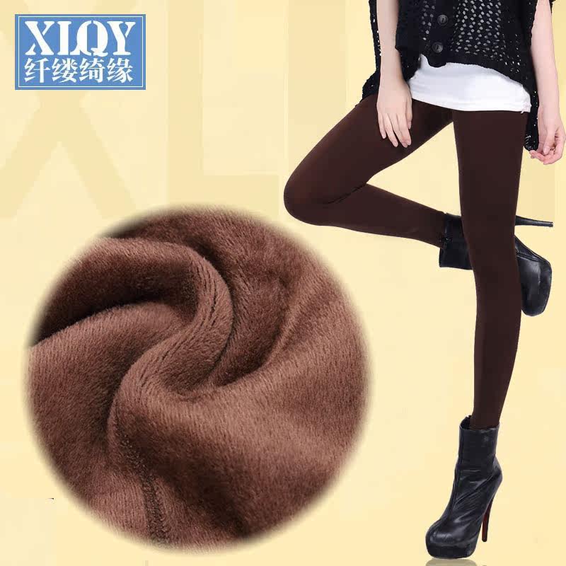 xlqy 秋装冬季显瘦加绒加厚大码打底裤女韩版潮长裤一体保暖裤