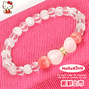  新款hellokitty手链|可爱甜美萌天然水晶首饰|红纹石手链时尚手镯