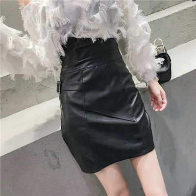 秋装女时尚半身裙新款高腰PU皮包臀修身半身裙女潮