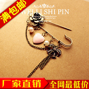  77045 一号店欧美饰品 复古花朵桃心水钻蝴蝶结流苏胸针女 批发