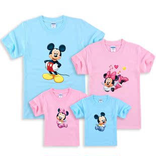  米奇米妮 亲子装韩国韩版沙滩清仓母子装母女装夏装全家装短袖T恤