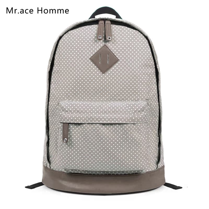 日系学院风双肩包波点...