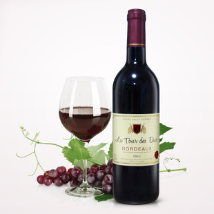  【酒美】法国原瓶进口红酒 公爵塔波尔多法国AOC葡萄酒750ML