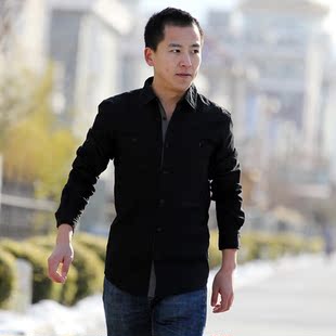  JackJones/杰克琼斯专柜正品 男式纯色休闲修身长袖衬衫05048双色