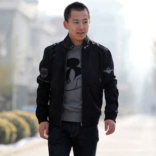  JackJones/杰克琼斯正品 男式黑色立领配袖标外套夹克21027