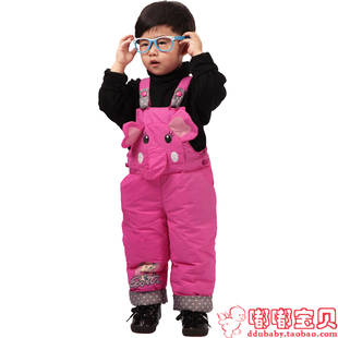  迎新年特价加厚可开裆背带裤男宝宝女宝宝儿童羽绒裤