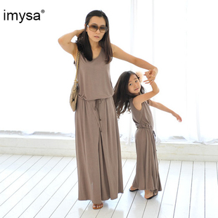  imysa 母女装夏装款亲子新款时尚韩版针织modal连衣裙1800313