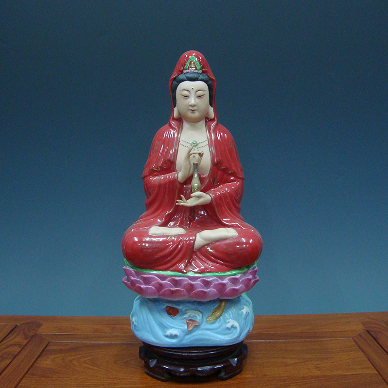 景德镇陶瓷雕塑坐莲观音菩萨描金粉彩瓷器佛像风水镇宅保平安摆件在类目 家居饰品, 摆件中 - 来自Buy2taobao.com提供专业的淘宝代购服务