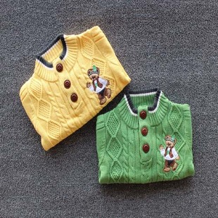  年韩国童装春款男童儿童全棉毛衣中领毛衣棉线衣针织衫