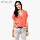 FOREVER21 女装 LOV宽松纯色荷叶边短袖衫 00023061 FOREVER21 女装 LOV宽松纯色荷叶边短袖衫 00023061