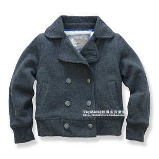  童装冬装 欧单双排扣加厚内羊羔绒夹克外套 儿童短大衣