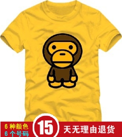 短袖T恤男女韩版女装卡通动漫画小熊小猴子纯