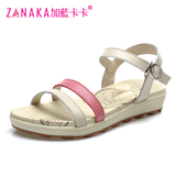 Plus blue Kaka summer new leather flat sandals fashion flat heel <span class=H> </span> <span class=H> casual shoes </span> leather sandals slip