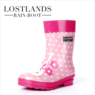  LOSTLANDS 美丽优质儿童雨鞋女童雨鞋女孩雨靴 粉色小兔卡通雨鞋