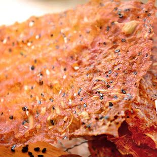  零食食品 进口黑芝麻(杏仁)猪肉纸脆片 最薄猪肉脯肉干85g