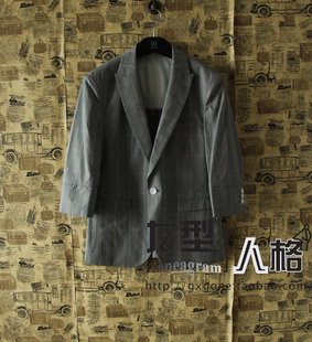  【专柜正品】GXG男装13新款 春装时尚百搭粉灰格休闲西服3167