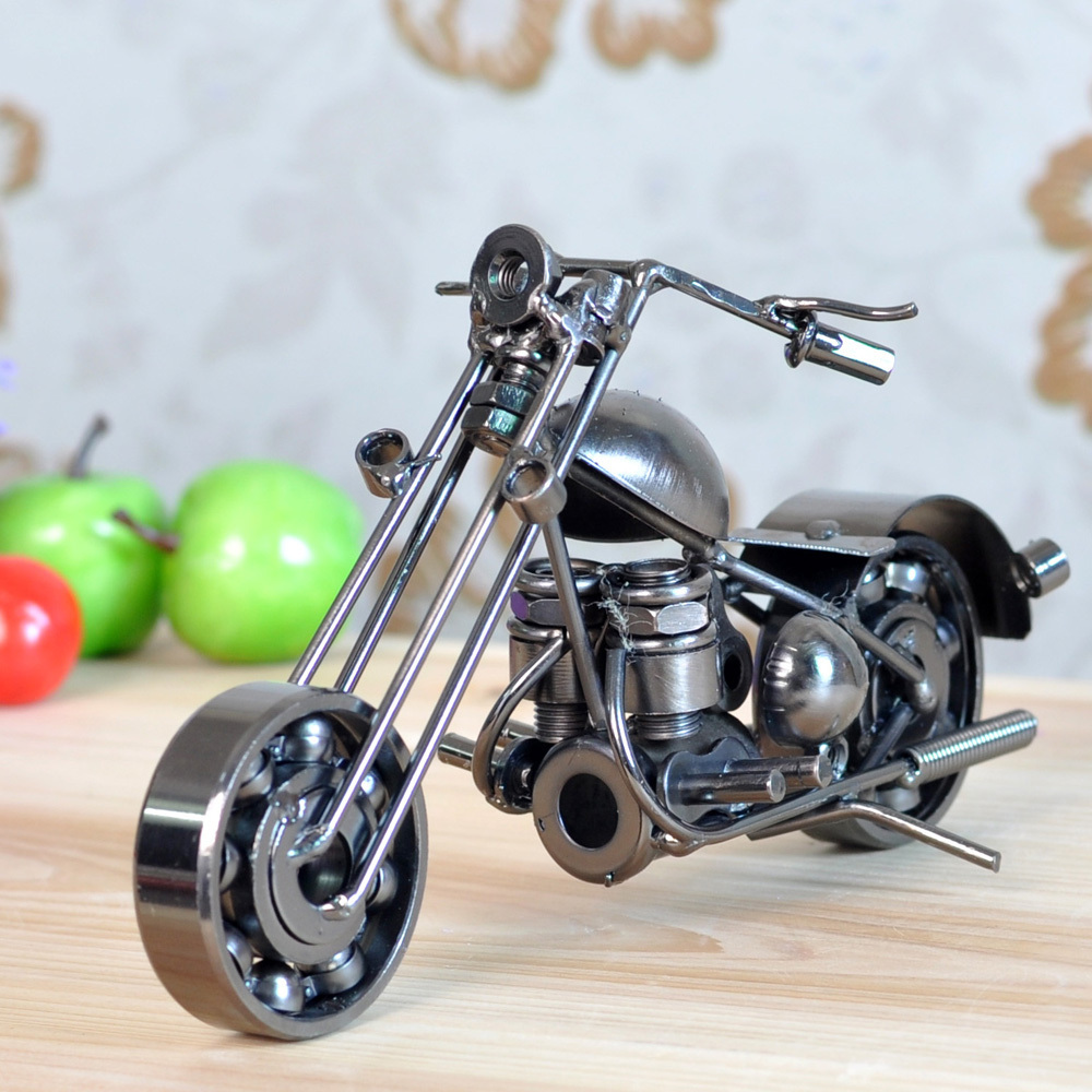 包邮铁艺摩托车模型现代工艺品摆件男孩玩具特别创意生日礼品男生