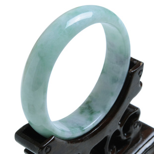  特泊丝 天然翡翠A货翡翠玉镯子 飘花翡翠玉镯 特价带证书玉手镯