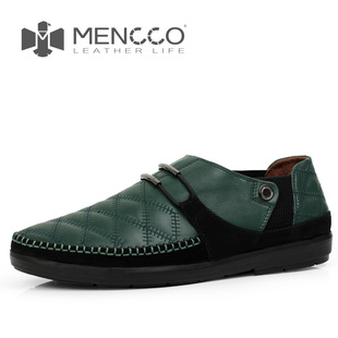  MENCCO 春季新款英伦牛皮鞋时尚休闲鞋韩版真皮透气男鞋子