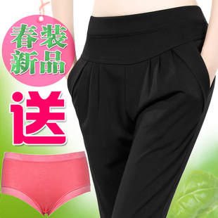  春装新款哈伦裤女 潮 韩版 中腰休闲修身显瘦大码小脚长裤子
