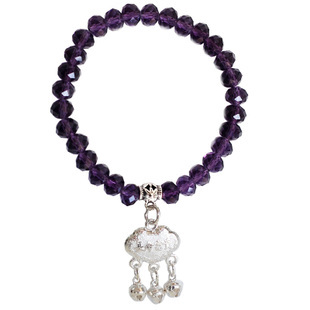  张银匠 进口奥地利水晶长命富贵小锁紫手链 紫晶喻福