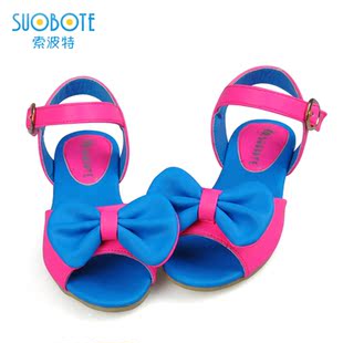  女童凉鞋新款 儿童凉鞋鱼嘴鞋 蝴蝶结公主鞋中大童韩版包邮
