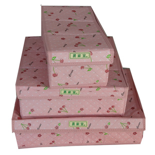  新年新款有盖防水覆膜三件套 内衣文胸袜子收纳盒 时尚可爱布艺粉