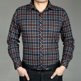  七匹狼 长袖衬衫 纯棉长袖衬衫男衬衫男长袖男装衬衫休闲格子衫