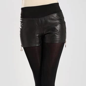 <em>短裤搭配</em>_2013新款<em>真皮短裤</em>绵羊皮短裤皮裤 