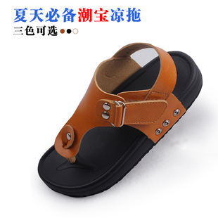  夏新款韩版男童鞋儿童凉拖鞋凉鞋两穿超轻底舒适夹趾男童拖鞋