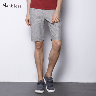  Markless 夏季新款商务休闲裤韩版男士修身亚麻五分短裤潮男