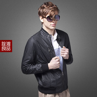  【诠渡良品】 春装新款 PU立领 时尚休闲男士皮衣 男#82105