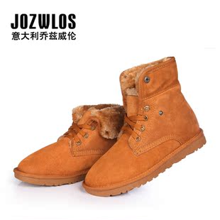  英伦雪地靴男短靴 皮面男士雪地棉低筒 保暖男棉鞋 男冬棉靴子