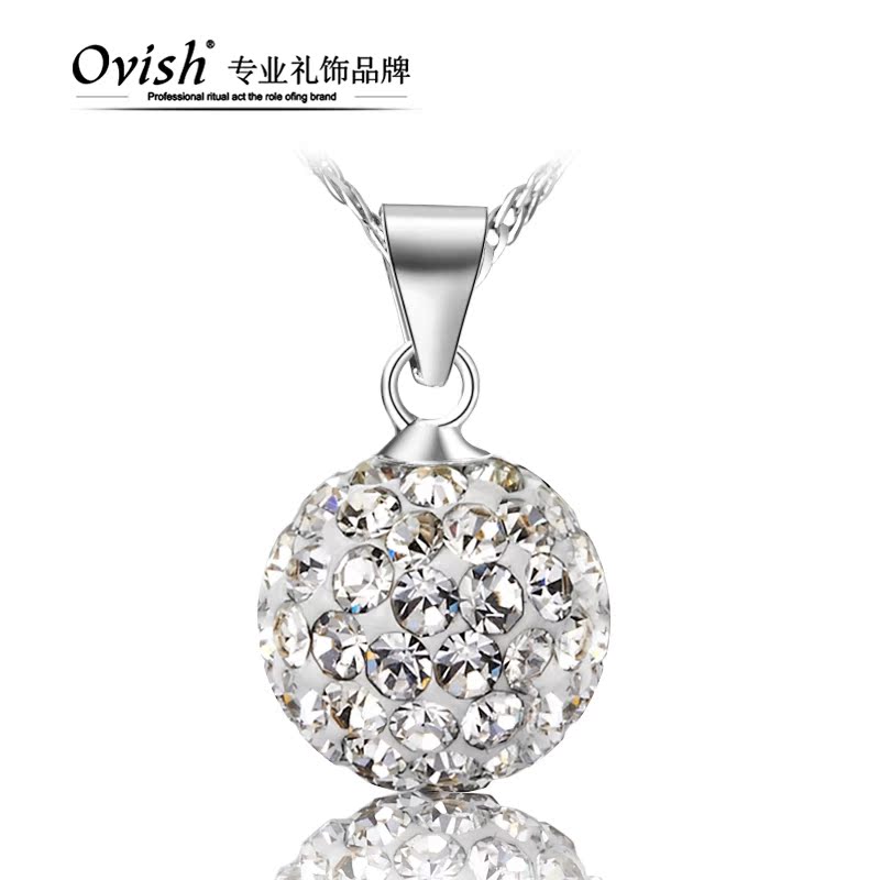 欧维希 项链 S925纯银项链女 吊坠短款锁骨链 满钻水晶球首饰品 欧维希 项链 S925纯银项链女 吊坠短款锁骨链 满钻水晶球首饰品