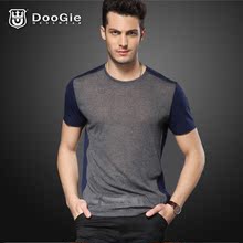 Doge Men's round neck short-sleeved T-shirt Slim Korean perspective stitching influx of men and men's 2013 new T-shirt