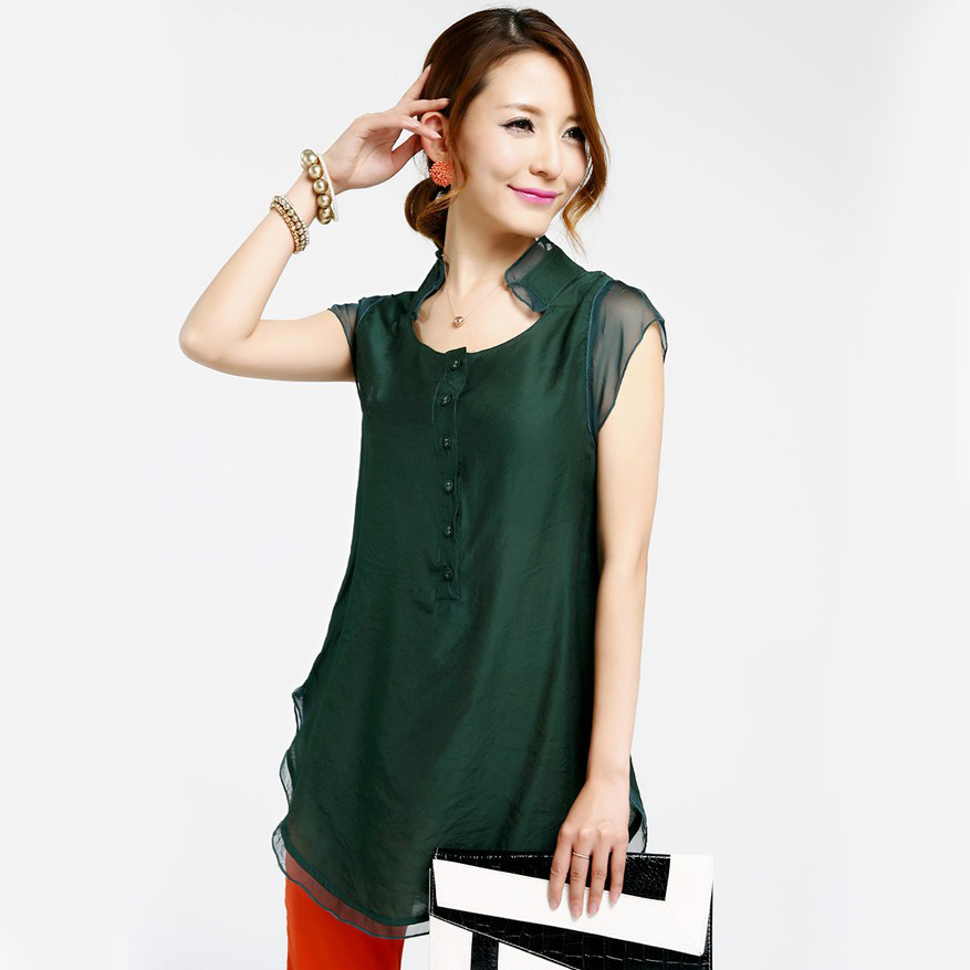 韩版宽松短袖雪纺衫...