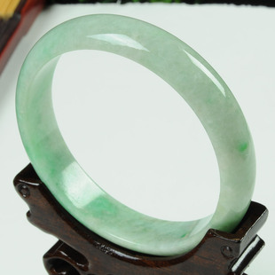  特泊儿 阳绿飘花翡翠手镯 正品A货天然缅甸玉镯子大圈口多款特价