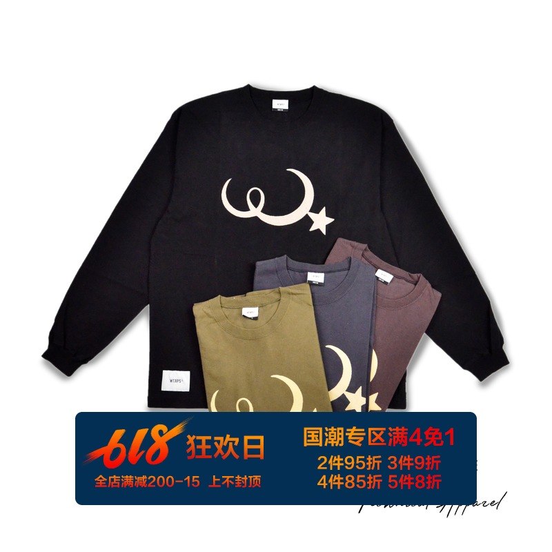 现货 WTAPS WISH LS / TEE. COTTON 星月祝福 纯棉长袖T恤 19SS|ruв категории Мужская одежда, футболка - от Buy2taobao.com для оказания профессиональной услуги покупки агента Taobao