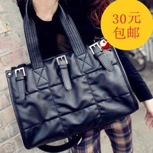  新款黑色女包包邮 欧美休闲潮包复古单肩包斜挎包手提包大包
