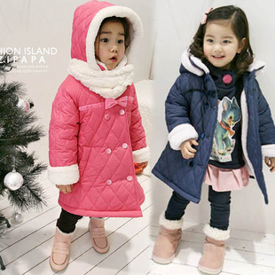  童装 冬季儿童棉袄 双排扣防风雪女童棉衣 夹棉加厚风衣 Y808