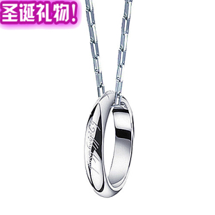  正品 纯银镀白金超帅戒指项链 男士女款 可刻字 圣诞礼物生日礼品