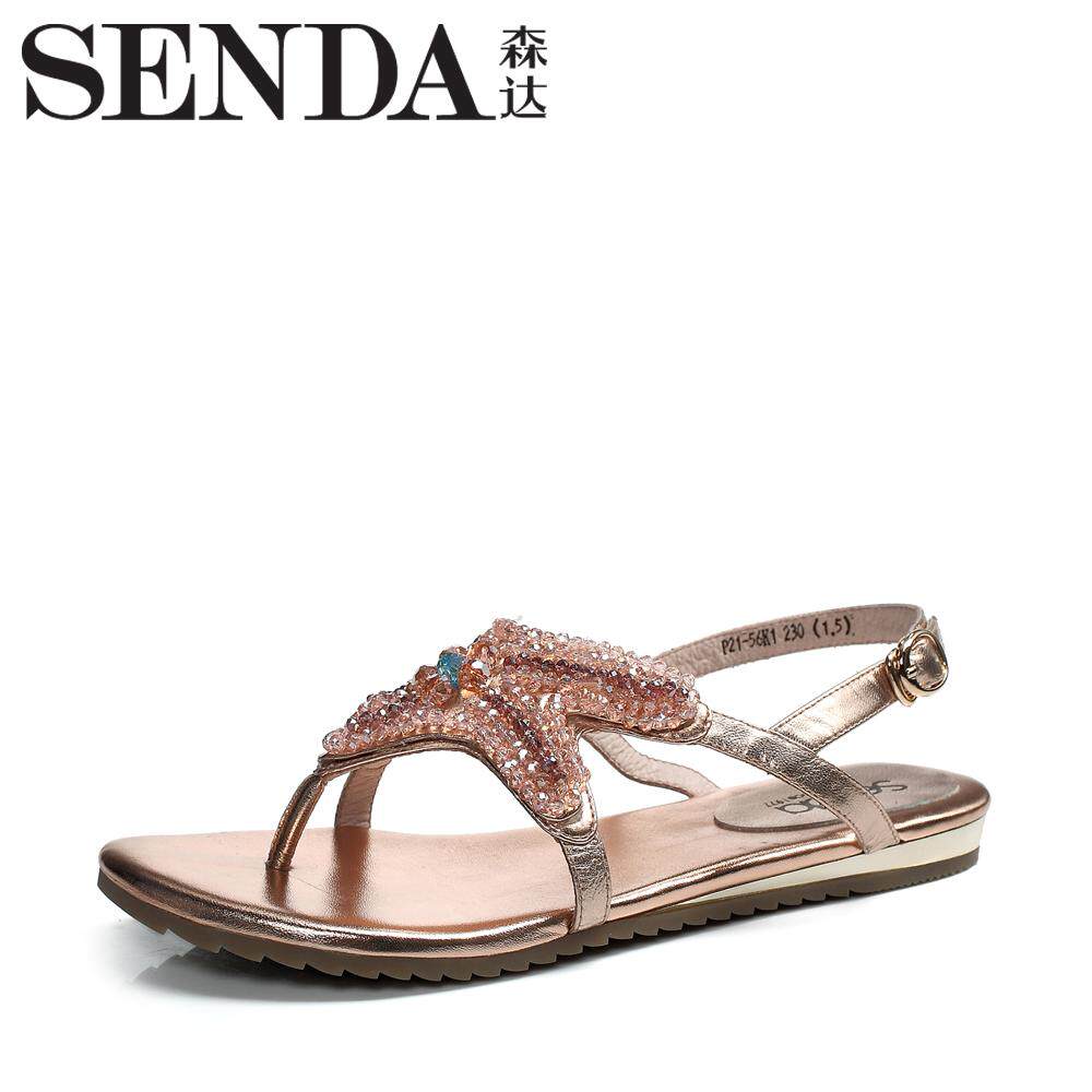 SENDA/森达羊皮P21-5BL3夏季女凉鞋2013年  彩色珠饰