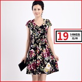 2013 <span class=H> spring </span> clothes new mother dress summer <span class=H> Women </span> <span class=H> spring in the elderly </span> Floral Dress middle skirt big yards