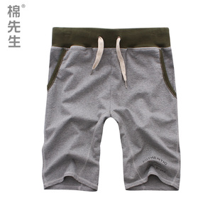 棉先生 立体裁剪 男士立体印花纯棉透气针织休闲运动中裤 夏卫裤
