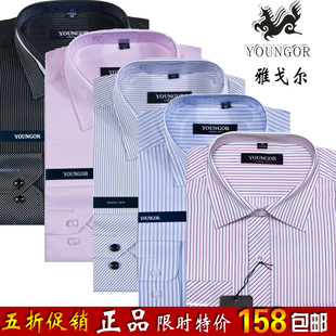  13新款长袖衬衫 正品雅戈尔衬衫 男士商务纯棉免烫条纹长袖衬衣男