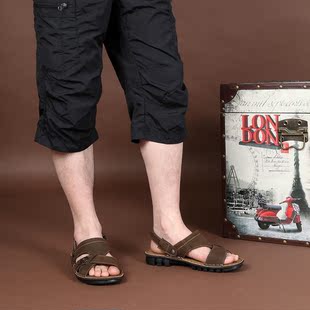  经典骆驼凉鞋 正品新款 男式真皮沙滩鞋 罗马款套趾皮凉拖鞋