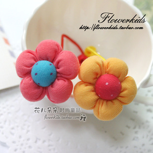  Flowerkids韩版亮色充棉南瓜花儿童发绳 头绳 皮筋 宝宝头饰 单只